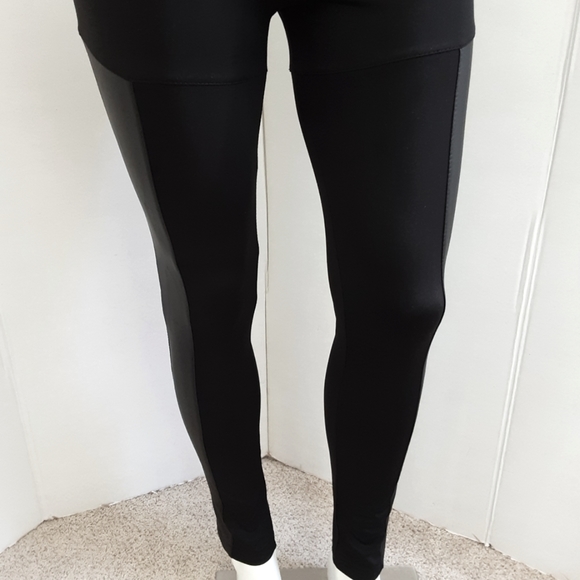 NWT ZANZEA Street Wear Black Faux Leather Tuxedo Striped  Leggings SZ L - Picture 2 of 8
